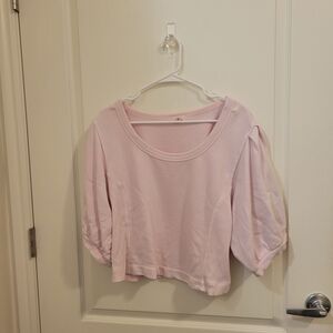 aerie Light Pink Puff Sleeve Sweatshirt
